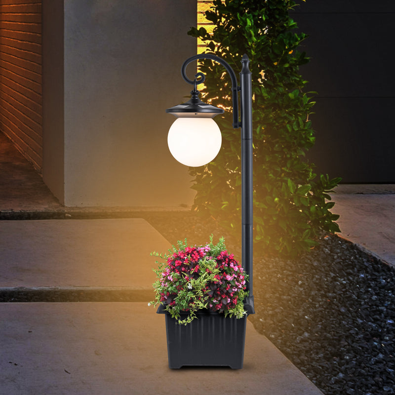C Cattleya Solar Outdoor Post Light with Planter and Acrylic Shade