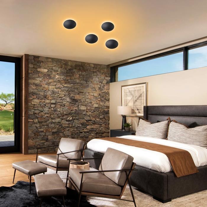 2-pack 8 in. Black Aluminum Round Disc LED Indoor Outdoor Wall Sconce