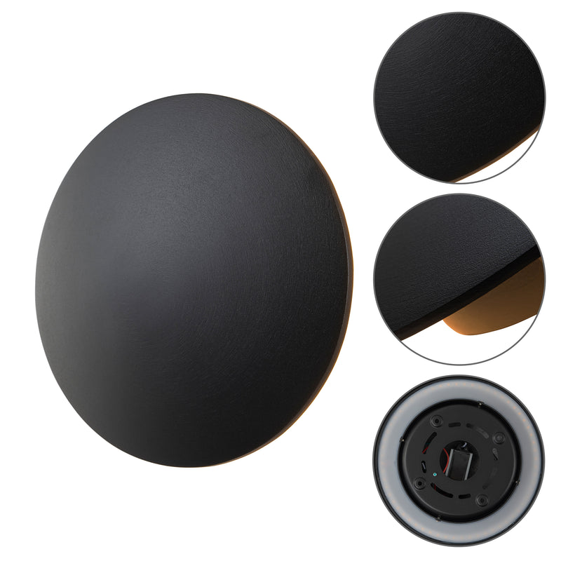 2-pack 8 in. Black Aluminum Round Disc LED Indoor Outdoor Wall Sconce