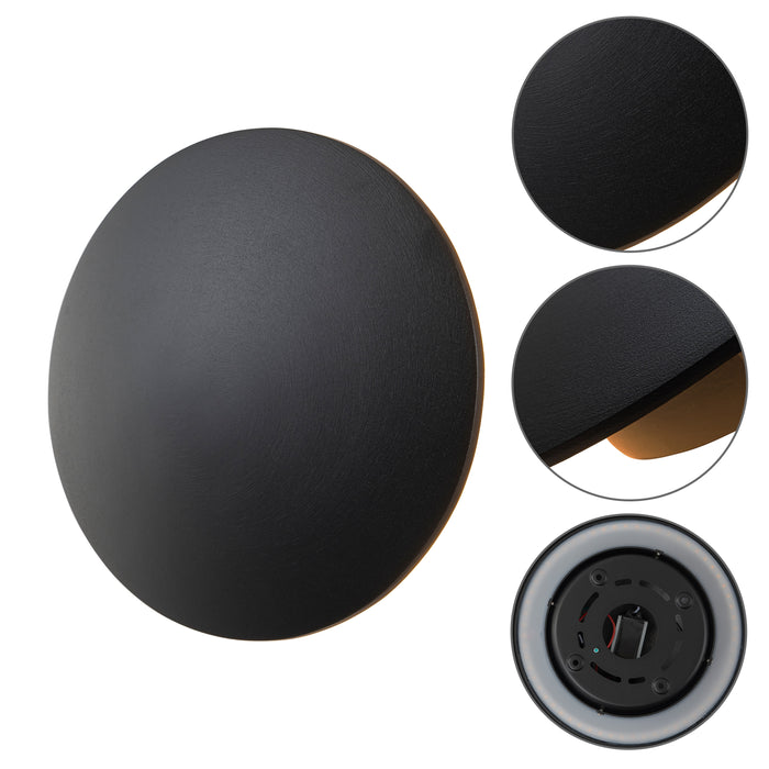 2-pack 8 in. Black Aluminum Round Disc LED Indoor Outdoor Wall Sconce