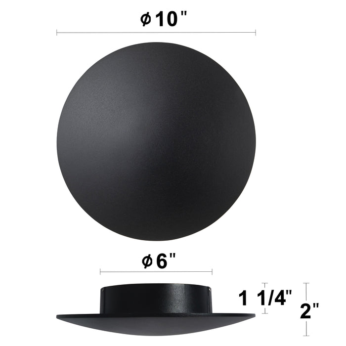 2-pack 10 in. Black Aluminum Round Disc LED Indoor Outdoor Wall Sconce