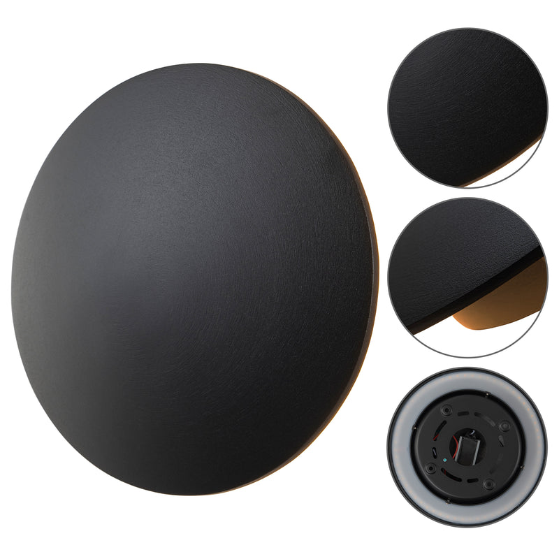 2-pack 10 in. and 8in. Black Aluminum Round Disc LED Indoor Outdoor Wall Lantern Sconce
