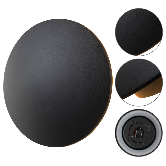 2-pack 10 in. and 8in. Black Aluminum Round Disc LED Indoor Outdoor Wall Lantern Sconce