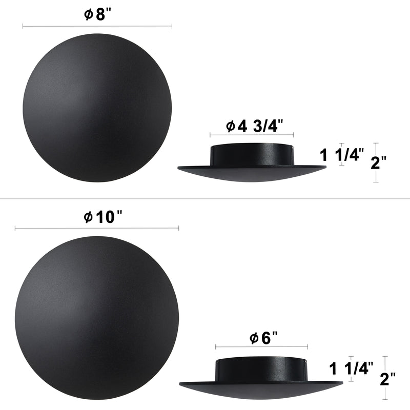 2-pack 10 in. and 8in. Black Aluminum Round Disc LED Indoor Outdoor Wall Lantern Sconce