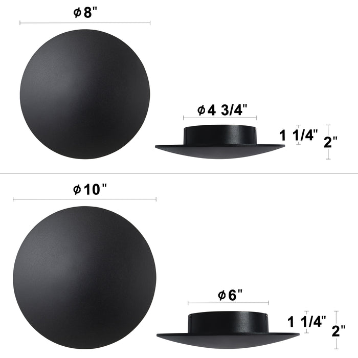 2-pack 10 in. and 8in. Black Aluminum Round Disc LED Indoor Outdoor Wall Lantern Sconce