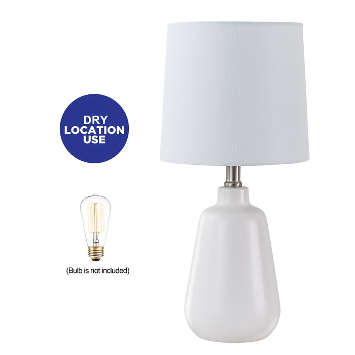 18.5in. Modern Minimalist White Ceramic Table Lamp with Linen Shade for Bedroom,Living Room,Nightstand