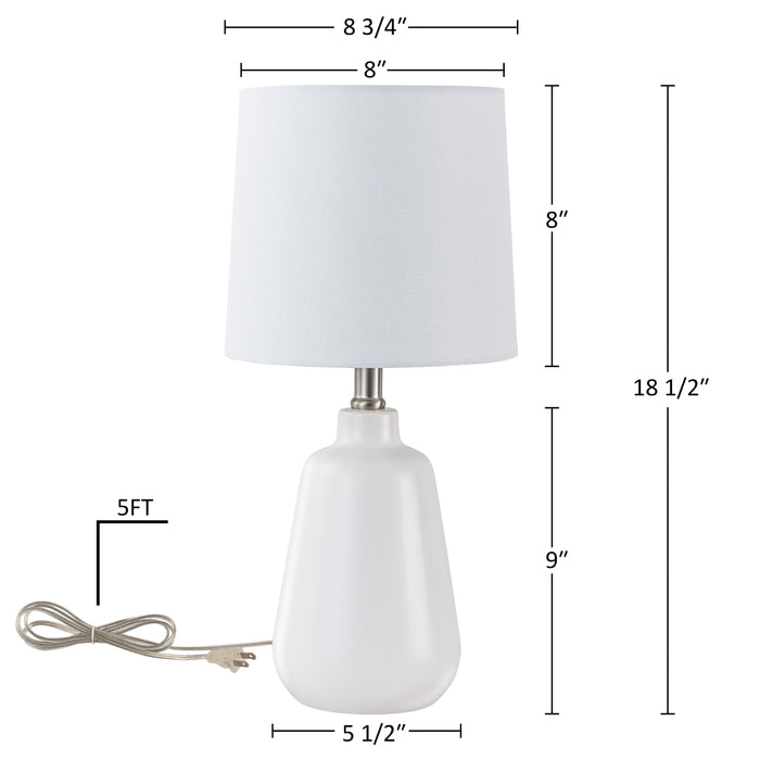 18.5in. Modern Minimalist White Ceramic Table Lamp with Linen Shade for Bedroom,Living Room,Nightstand