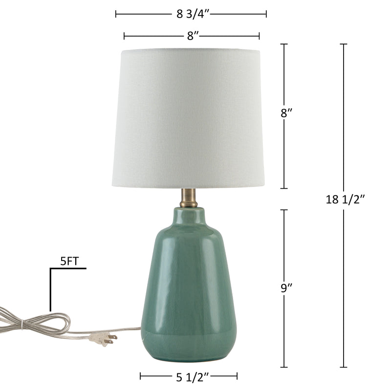 C Cattleya 18.5-Inch Green Crackle Ceramic Table Lamp with Yellow Linen Shade for Nightstand, Bedroom