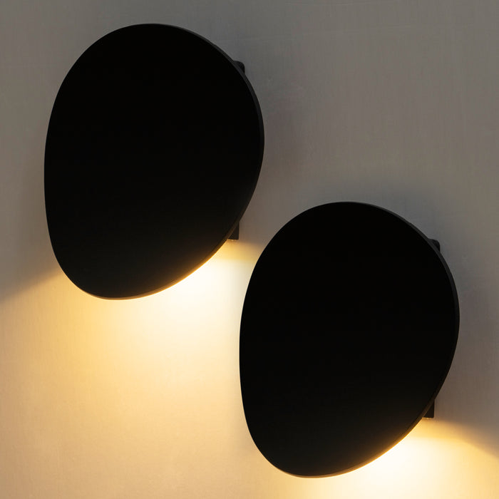 Modern Black Aluminum LED Outdoor Indoor Wall Lights (2-Pack)