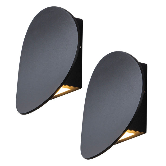 Modern Black Aluminum LED Outdoor Indoor Wall Lights (2-Pack)