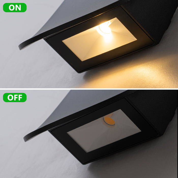 Modern Black Aluminum LED Outdoor Indoor Wall Lights (2-Pack)