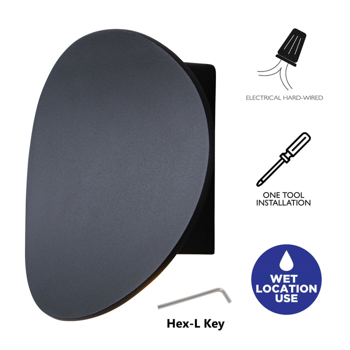Modern Black Aluminum LED Outdoor Indoor Wall Lights (2-Pack)