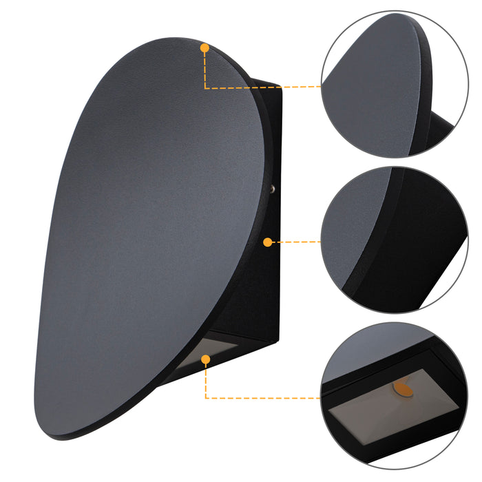 Modern Black Aluminum LED Outdoor Indoor Wall Lights (2-Pack)