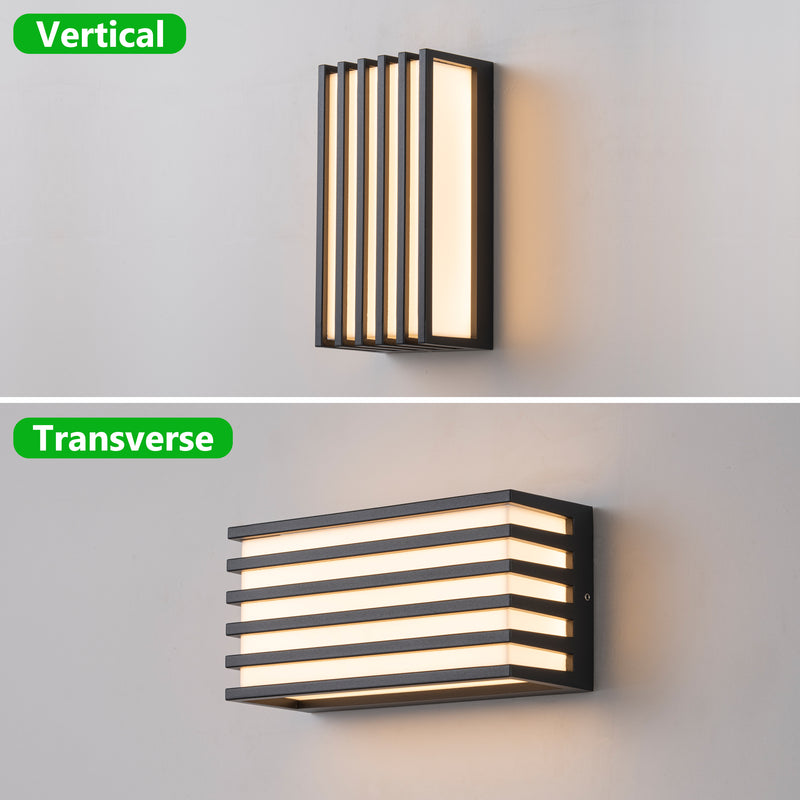 Modern Black Aluminum LED Outdoor Indoor Wall Lights (2-Pack)