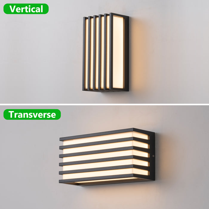 Modern Black Aluminum LED Outdoor Indoor Wall Lights (2-Pack)
