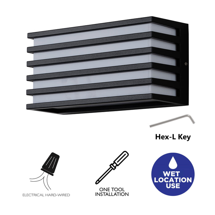 Modern Black Aluminum LED Outdoor Indoor Wall Lights (2-Pack)