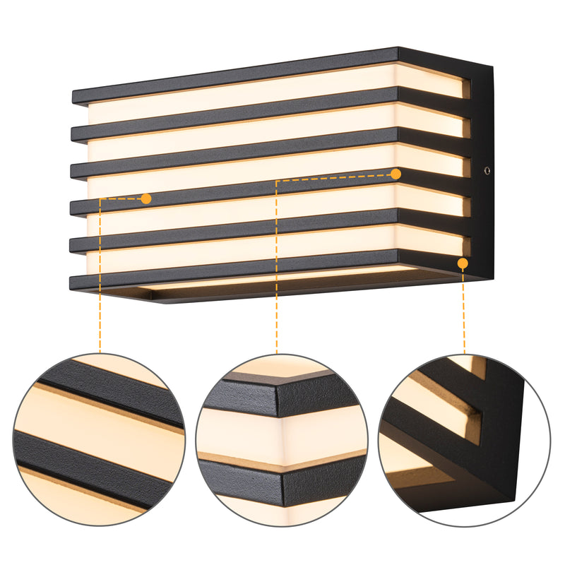 Modern Black Aluminum LED Outdoor Indoor Wall Lights (2-Pack)