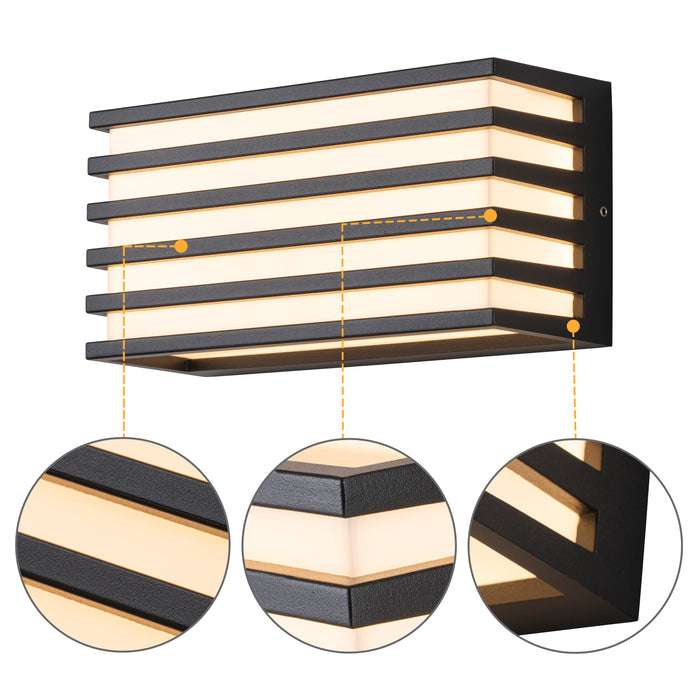 Modern Black Aluminum LED Outdoor Indoor Wall Lights (2-Pack)