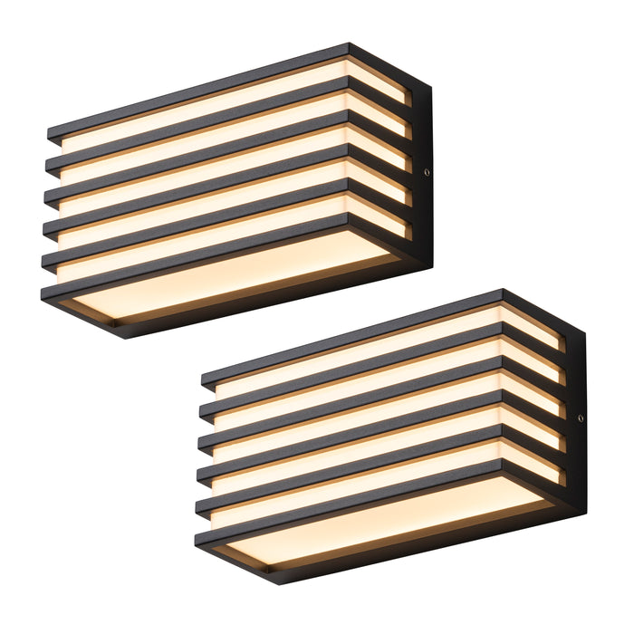 Modern Black Aluminum LED Outdoor Indoor Wall Lights (2-Pack)