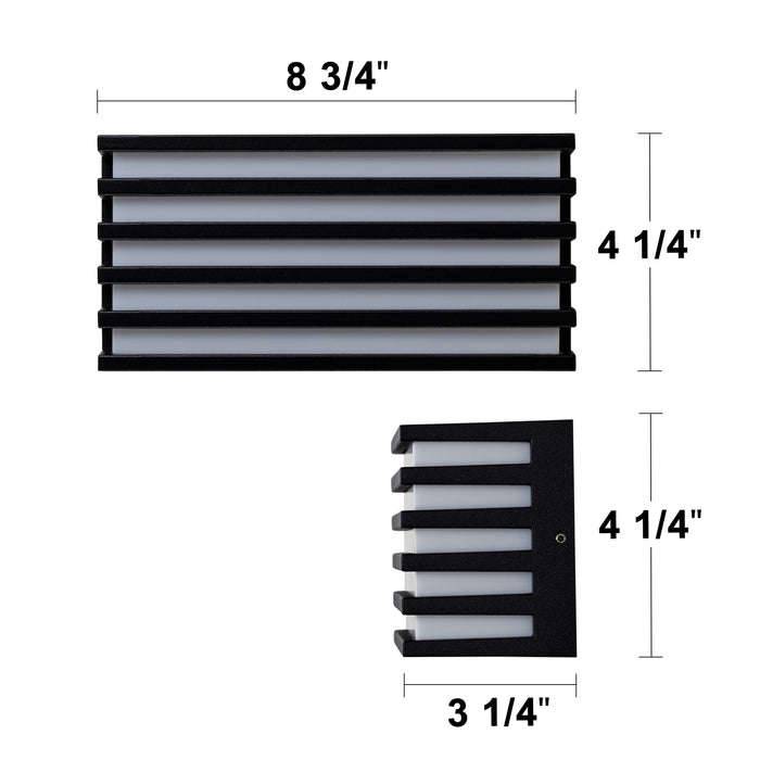 Modern Black Aluminum LED Outdoor Indoor Wall Lights (2-Pack)