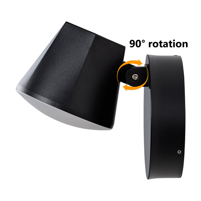 Modern Black Aluminum LED Outdoor Indoor Wall Light with Adjustable Head