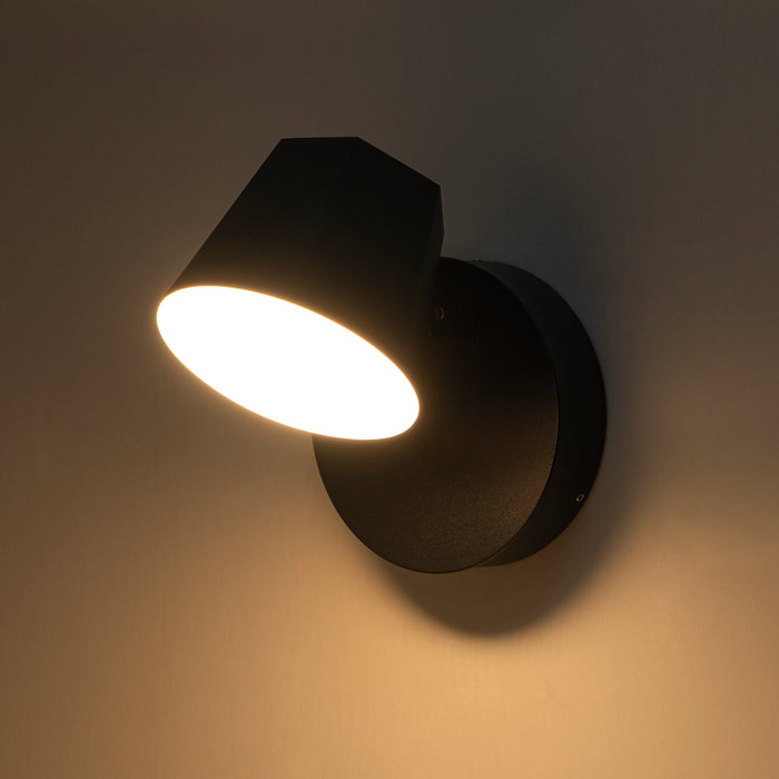 Modern Black Aluminum LED Outdoor Indoor Wall Light with Adjustable Head