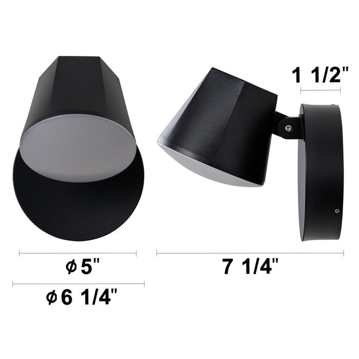 Modern Black Aluminum LED Outdoor Indoor Wall Light with Adjustable Head