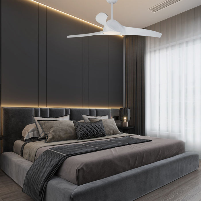 52in. 3-Blades White Dimmable Changeable 3000K/4000K/5000K LED Ceiling Fan with Remote Control