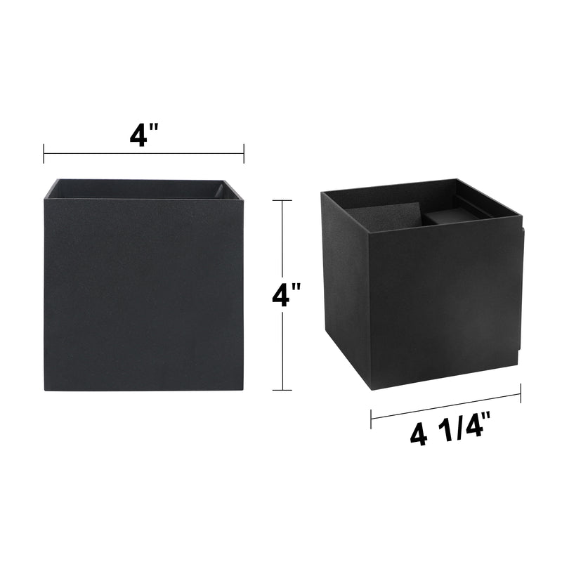 2-Light Black Aluminum Cube LED Wall Light with Adjustable Light