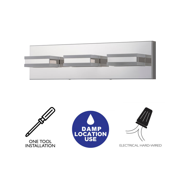3-Light Stainless Steel 3000K LED Vanity Light