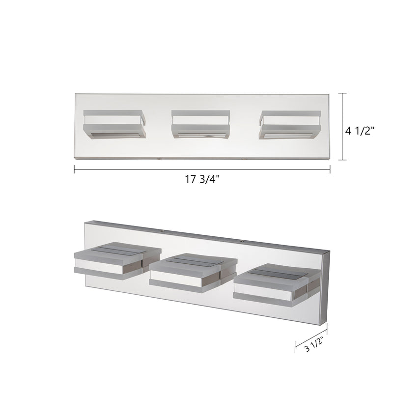 3-Light Stainless Steel 3000K LED Vanity Light