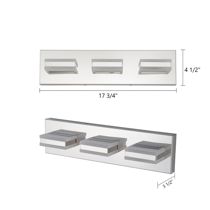 3-Light Stainless Steel 3000K LED Vanity Light