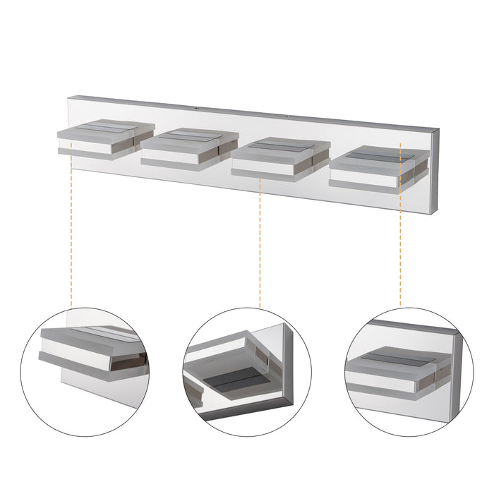 4-Light Stainless Steel 3000K LED Vanity Light