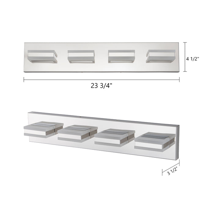 4-Light Stainless Steel 3000K LED Vanity Light
