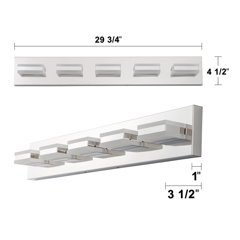 5-Light Stainless Steel 3000K LED Vanity Light
