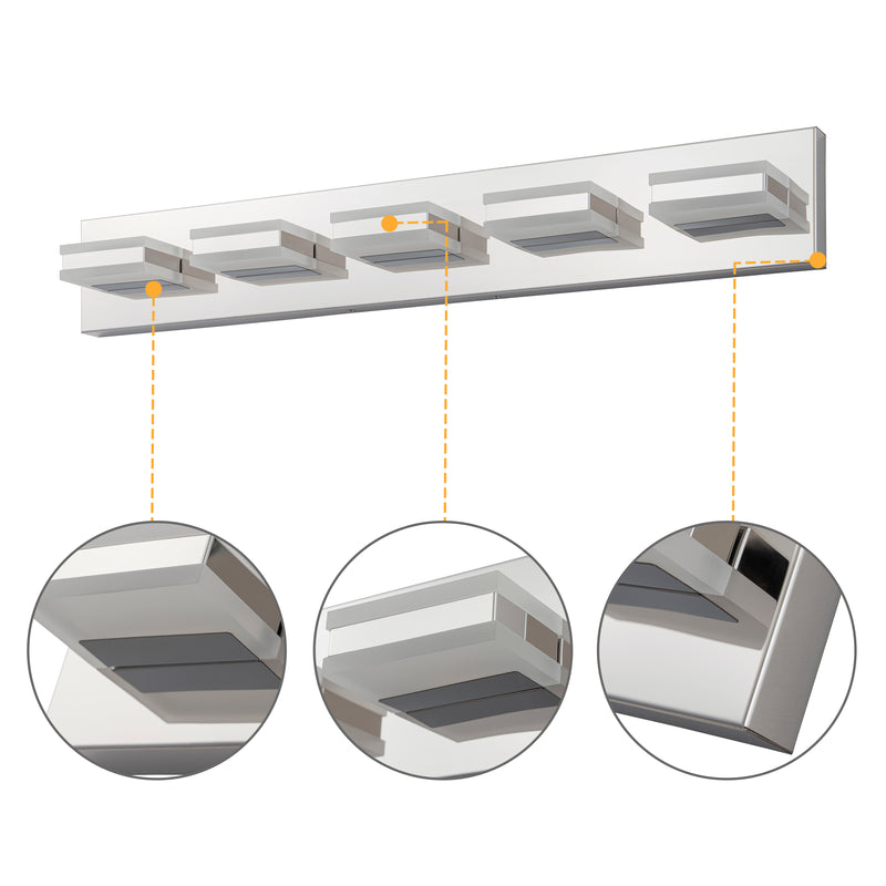 5-Light Stainless Steel 3000K LED Vanity Light