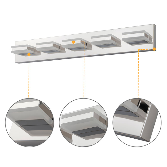 5-Light Stainless Steel 3000K LED Vanity Light