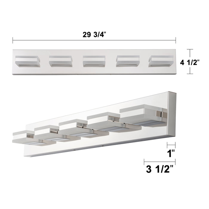 5-Light Stainless Steel 3000K LED Vanity Light