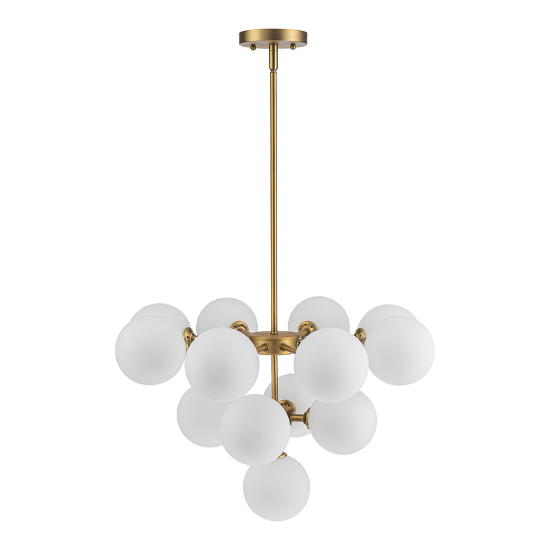 13-Light Brushed Gold Chandelier with Opal Glass Shade (Bulb Included)