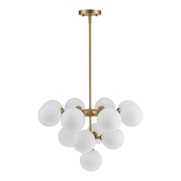 13-Light Brushed Gold Chandelier with Opal Glass Shade (Bulb Included)