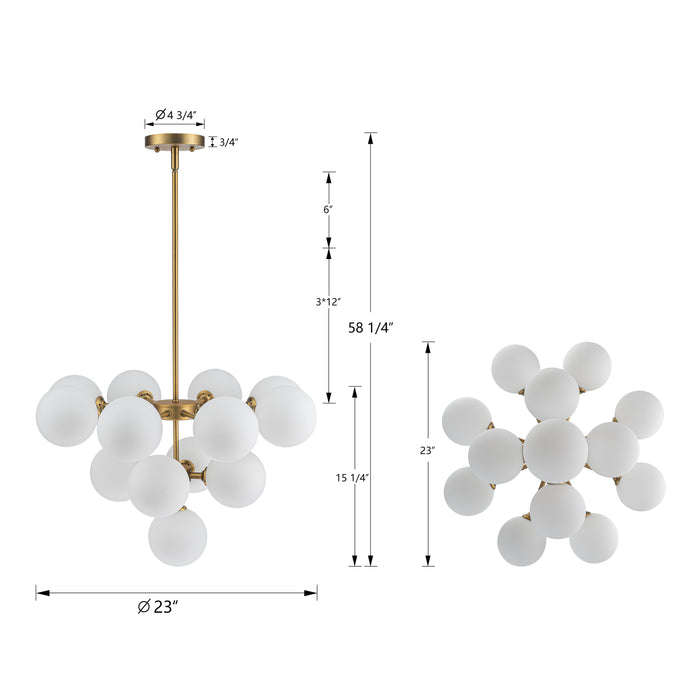 13-Light Brushed Gold Chandelier with Opal Glass Shade (Bulb Included)