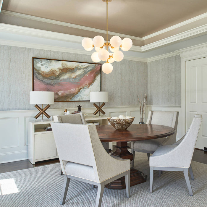 13-Light Brushed Gold Chandelier with Opal Glass Shade (Bulb Included)