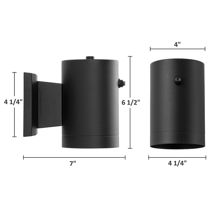 Black Aluminum Dusk to Dawn Cylinder Outdoor Wall Lantern Sconce (2-Pack)