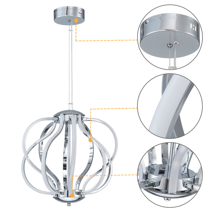 10-Light 18.5inch Chrome 3000K LED Chandelier Pendant Light