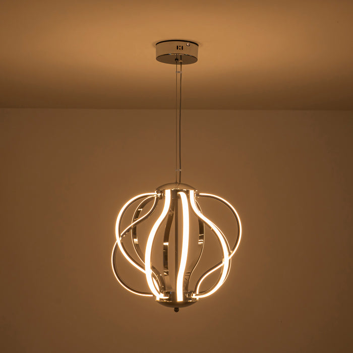 10-Light 18.5inch Chrome 3000K LED Chandelier Pendant Light