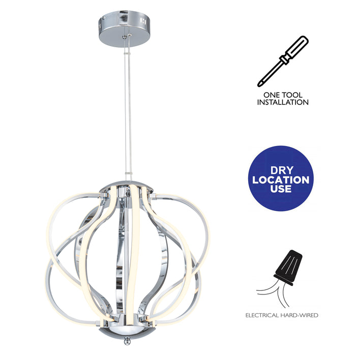 10-Light 14.25inch Chrome 3000K LED Chandelier Pendant Light