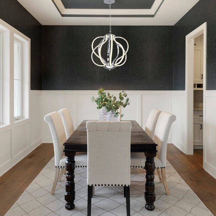 10-Light 18.5inch Chrome 3000K LED Chandelier Pendant Light