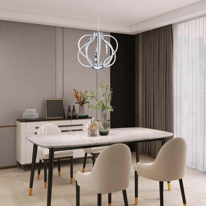 10-Light 18.5inch Chrome 3000K LED Chandelier Pendant Light