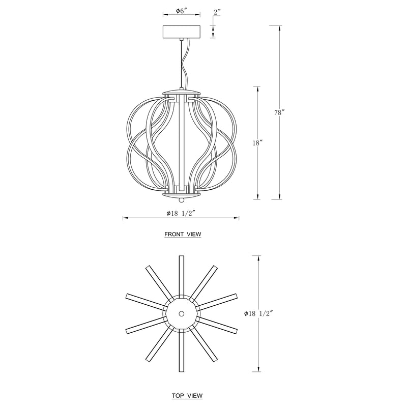 10-Light 14.25inch Chrome 3000K LED Chandelier Pendant Light