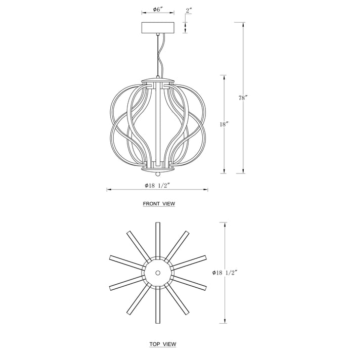 10-Light 18.5inch Chrome 3000K LED Chandelier Pendant Light